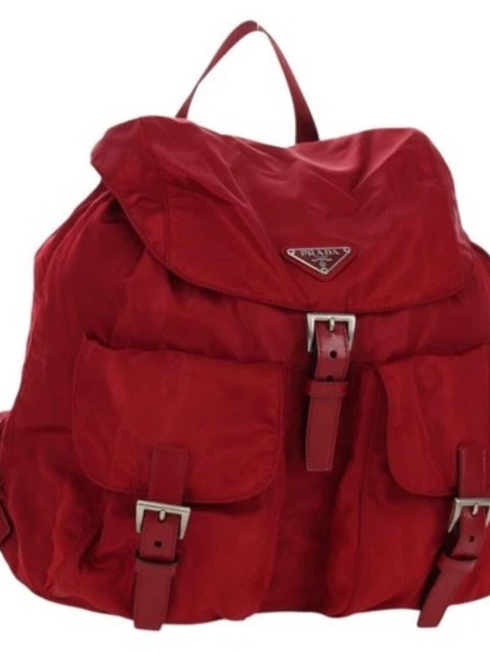 PRADA Backpack Nylon Red Silver Auth mr2001V